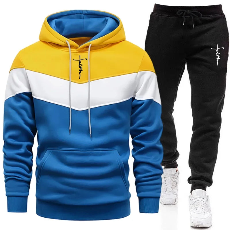Comfort Casual Sports Autumn Winter Quality Hot Sale Men Tracksuit Fashion Hoodie Tricolor Single Sweatshirt and Pants Daily Man Good Vibrations