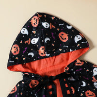 MINISO Pumpkin Ghost Face Halloween Costume Girl Cartoon Cape Mesh Vest Dress Set Autumn Festival Outfit Party Clothes 3-8 Years Good Vibrations