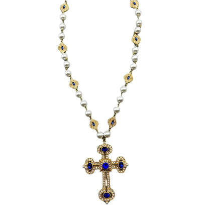 Cross Pendant Necklace with pearl Female Silver 925 and steel Jewelry For Women Fashion girls Good Vibrations
