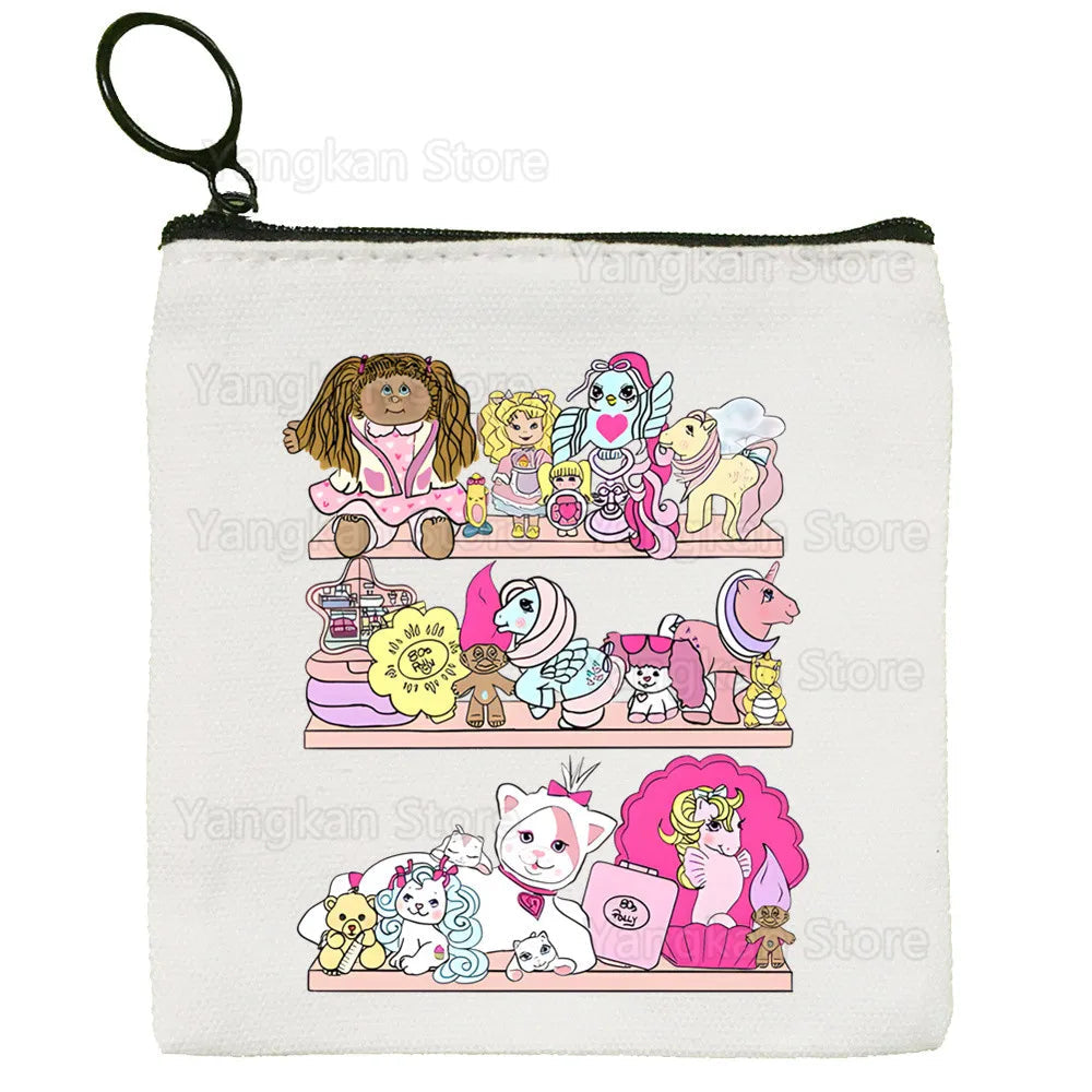 Kawaii Polly Pocket Bag Pure White Bag Handmade Cloth  Coin Purse Whiteboard Bag Handbag Good Vibrations