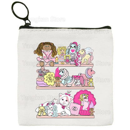 Kawaii Polly Pocket Bag Pure White Bag Handmade Cloth  Coin Purse Whiteboard Bag Handbag Good Vibrations