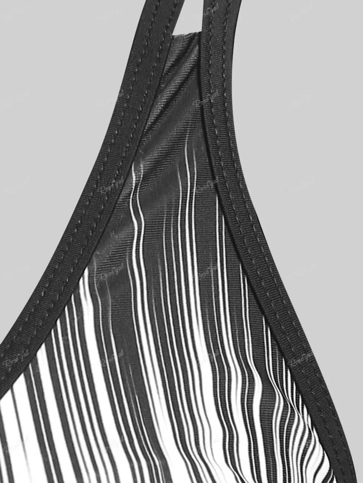 Rosegal plus Size Women's Stripes Flower Printed Backless Padded Modest Tankini Swimsuit Good Vibrations