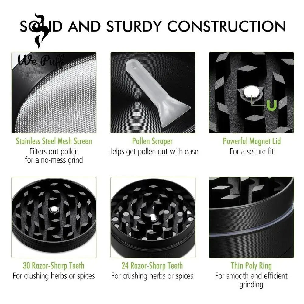 WE PUFF 4 Layers Cute Tobacco Grinder Zinc Alloy Herb Crusher Three Specifications 40/50/63mm Grinders for Smoking Accessories GOOD Vibrations Adult Super Store