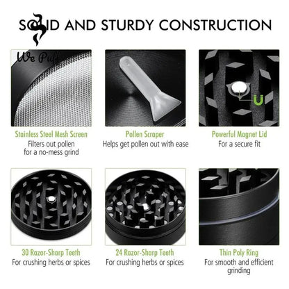 WE PUFF 4 Layers Cute Tobacco Grinder Zinc Alloy Herb Crusher Three Specifications 40/50/63mm Grinders for Smoking Accessories GOOD Vibrations Adult Super Store