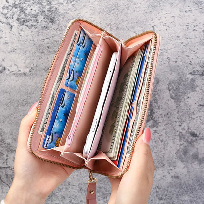 Women Large Capacity Wallet Long Zipper Durable Purse Clutch BagSimple Splicing Clutch Bag  Fashion Japanese-K Good Vibrations
