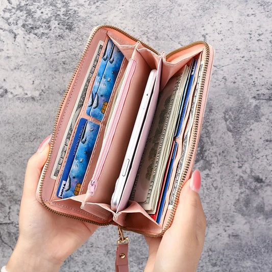 Women Large Capacity Wallet Long Zipper Durable Purse Clutch BagSimple Splicing Clutch Bag  Fashion Japanese-K Good Vibrations