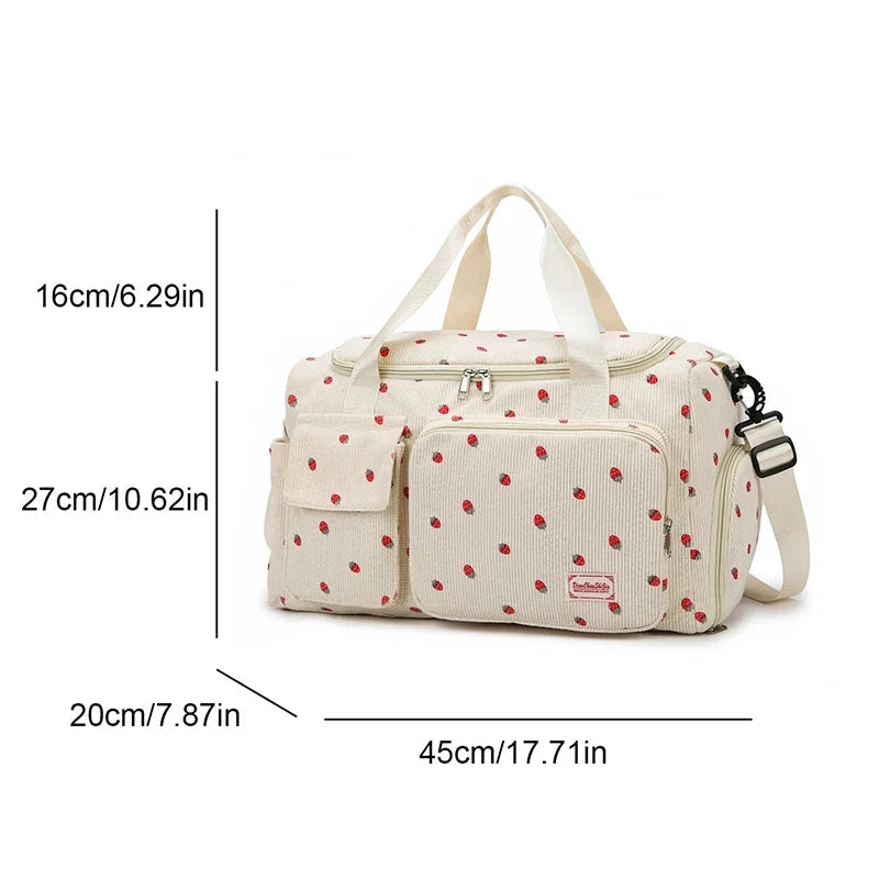 Corduroy Travel Tote Bag Large Capacity Carry On Travel Bag With Shoe Compartment Sports Fitness Bags For Women Duffle Bags Good Vibrations