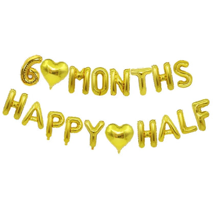 6 Months Happy Half Year Foil Balloons Banner 1/2 Birthday Hat Cap Crown for Baby Shower Boy Girl Birthday Party Decoration Good Vibrations