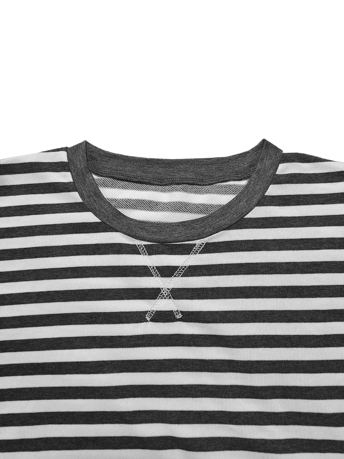Women' Striped Long Sleeve Two-Piece Set Loose with Pockets Casual Sportswear Yoga Outfit for Outdoor Shopping Good Vibrations