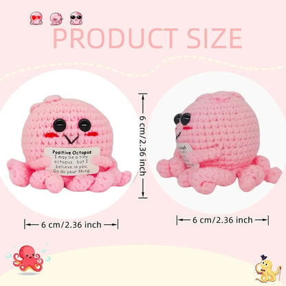 Positive Energy Pocket Hug Crochet Doll, Mini Handmade Knitted Plush Potato Turtle Vegetable Duck Funny Support Gift with Card Good Vibrations