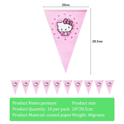 Hello Kitty Theme Girls Birthday Party Disposable Tableware Paper Cup Plate Balloon Kids Favors KT Balloon Party Decor Supplies Good Vibrations