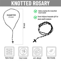 1Pc Handmade Knotted rosary with Cross Charm - Red rope rosary- necklace cord, Black thread rosary, Blue Handmade Rosary, Lightw Good Vibrations