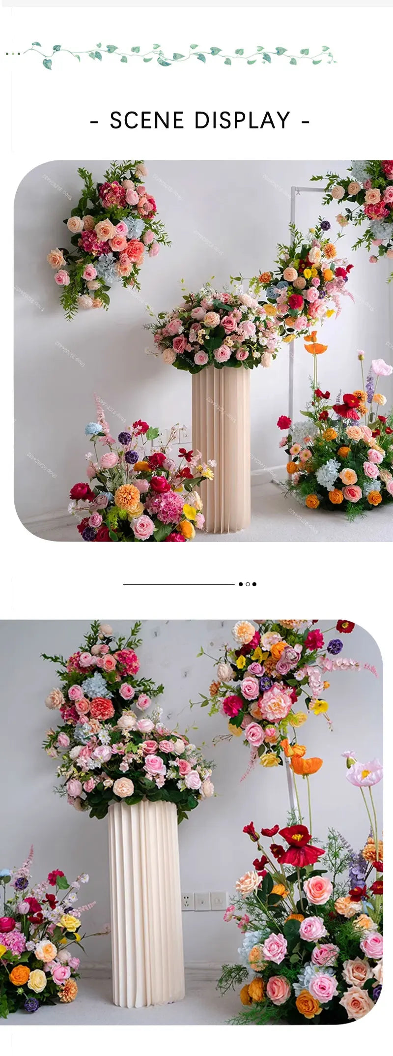 Wedding Decoration Outdor Artificial Flowers Decor Hanging Flower Row Road Leading Floor Flower Row Flower Ball Floral Backdrop Good Vibrations