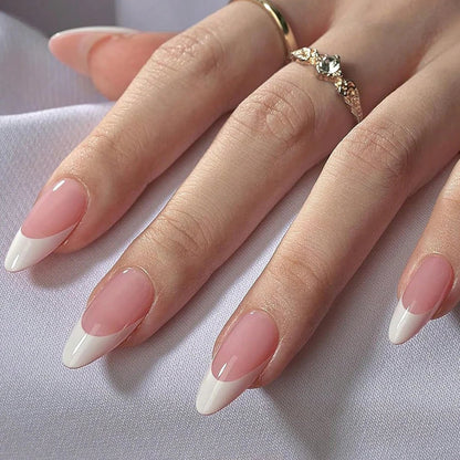 360Pcs/box Glossy Soft Gel Pink French Nail Tips Medium Almond White Simple Press On Nails 10Grids Huge Capacity False Nails*& Good Vibrations