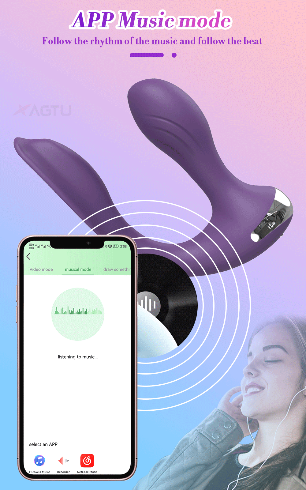 Women Dual Clit Stimulator Ended Vagina Anal Vibrator Female Masturbator Sex Toy