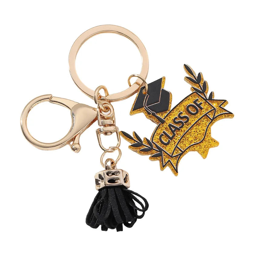 Teachers Day Gift Keychain Graduation Decorations 2025 Bus Book Wood Pendant Bag Charms Tassel Key Chains for Best Friends Gifts Good Vibrations