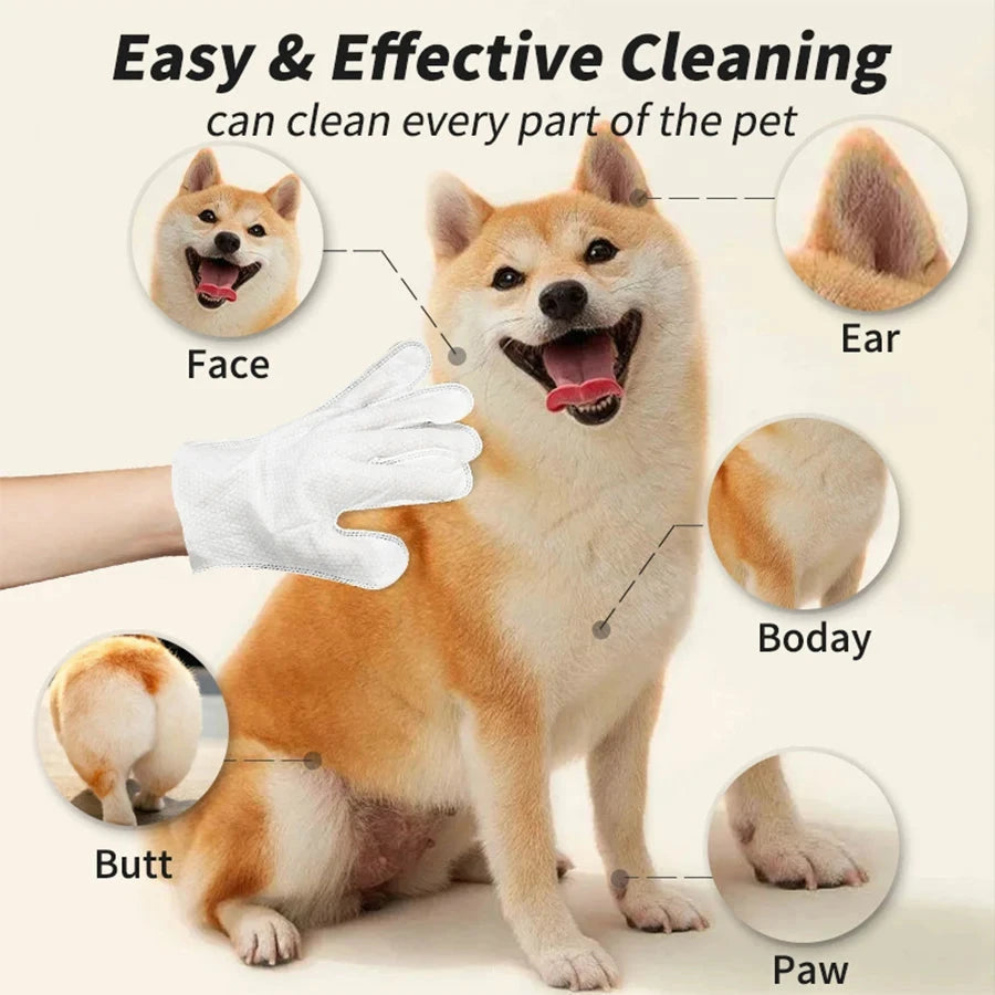Cleaning Wipes Gloves for Dog and Cat,Pet Bathing Wipes Cleaning & Deodorizing,Dog Wipes for Body Paws Butt Daily Care,Cat Groom Good Vibrations