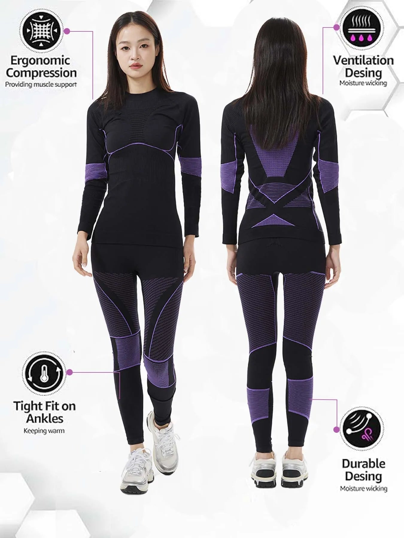 Womens Thermal Underwear Sets Womens Long Johns Underwear Thermal Wear for Women Thermal Set Winter Good Vibrations