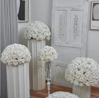 70/60/40/30CM White Rose Flower Ball Wedding Table Centerpieces Floral Ball Arrangement Event Party Banquet Props Window Display Good Vibrations