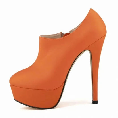 Women Boots Sexy Stilettos Fashion Autumn Winter 14cm Round Toes High Heels Ladies Casual Platform Pumps Leather Party Shoes Good Vibrations