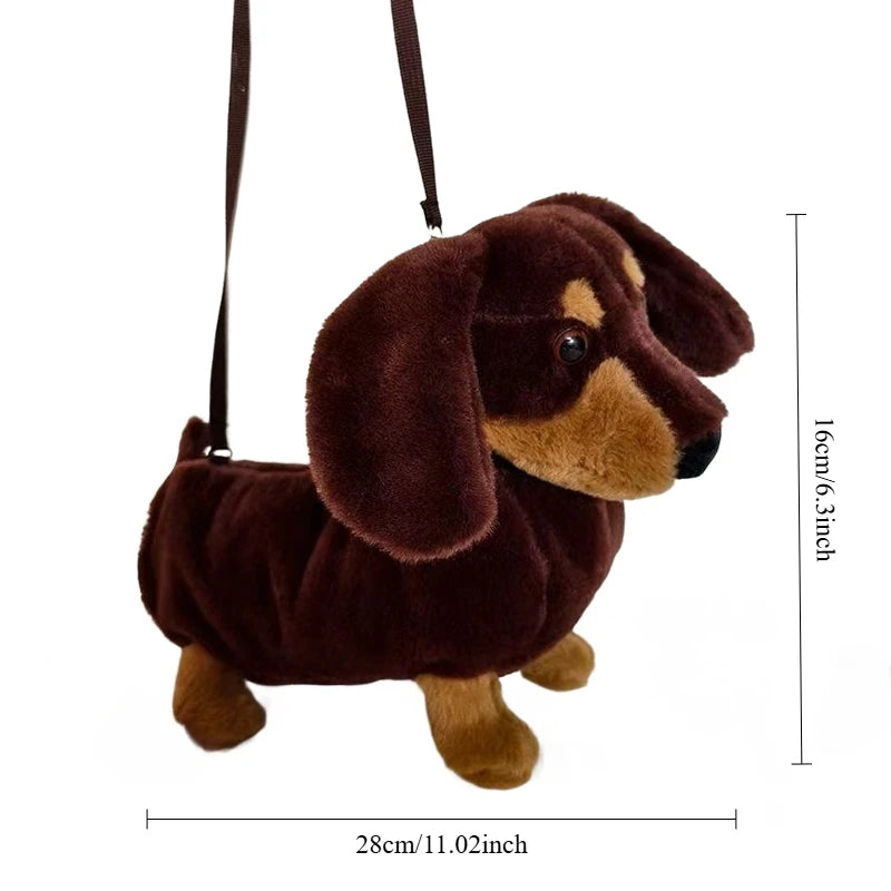 Sausage Dog Plush Backpacks Kawaii Puppy Soft Stuffted Bag Versatile Plush Backpacks Cartoon Plush Shoulder Bag Gift for friend Good Vibrations