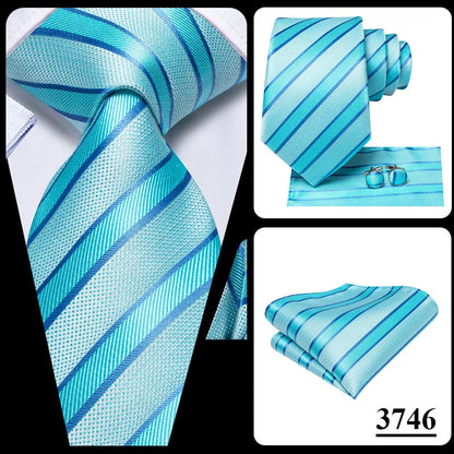 Black Red Striped Silk Wedding Tie For Men Handky Cufflink Gift Men Necktie Fashion Business Party Dropshiping Hi-Tie Designer Good Vibrations