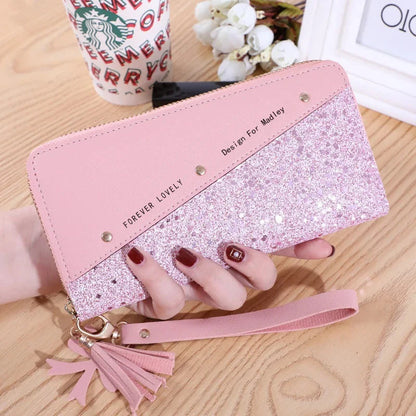 Fashion Women's Pu Leather Long Wallets Sequins Patchwork Glitter Wallet Coin Purse Female Wallets Girls Gifts Wholesale Good Vibrations