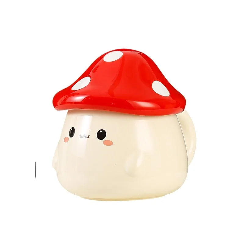 Mushroom Ceramic Mug with Lid Creative Couple's Cup Latte Mug Milk Cup Oat Cup Breakfast Cups Home Drinking Cups Tea Cups Good Vibrations