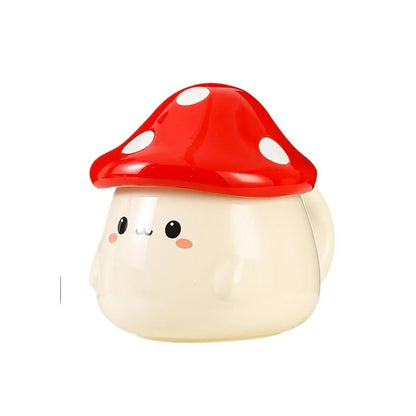 Mushroom Ceramic Mug with Lid Creative Couple's Cup Latte Mug Milk Cup Oat Cup Breakfast Cups Home Drinking Cups Tea Cups Good Vibrations