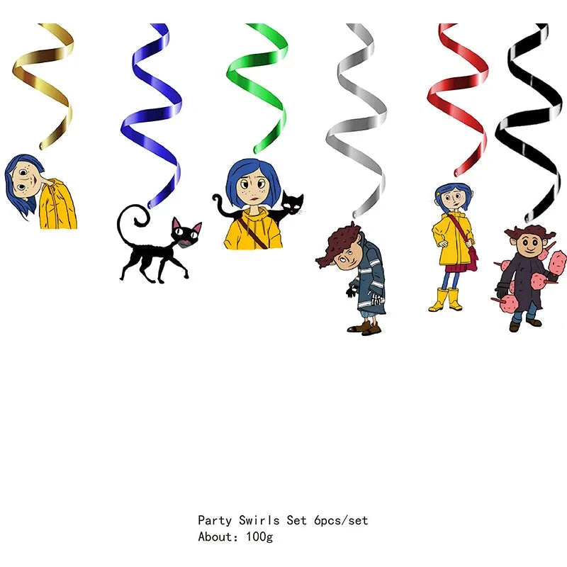Coraline Birthday Party Decorations Supplies Coraline Balloons Decoration Happy Birthday Disposable Tableware Paper Party for Ki Good Vibrations