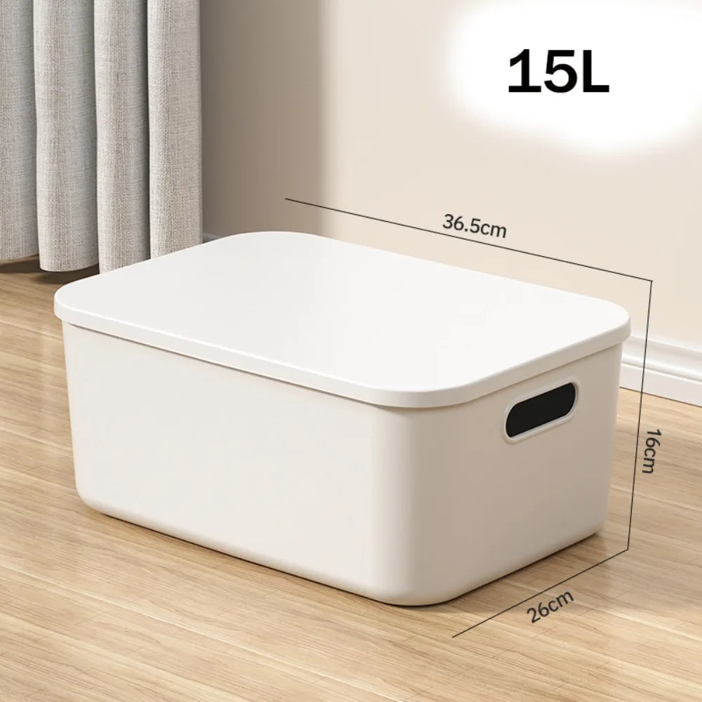 New Home Container Stackable Storage Box Organizer Container With Lid Cover Plastic Good Vibrations