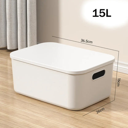 New Home Container Stackable Storage Box Organizer Container With Lid Cover Plastic Good Vibrations