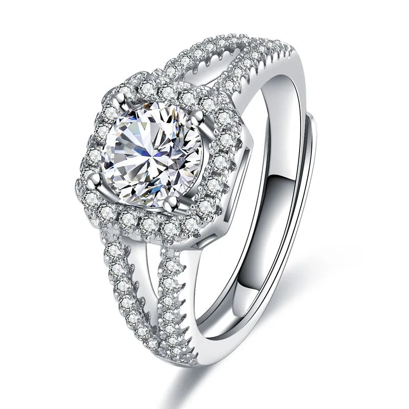 925 Sterling Silver Classic Ring for Women four claw jewelry simple diamond ring imitation diamond women's ring Good Vibrations