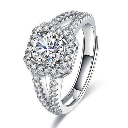925 Sterling Silver Classic Ring for Women four claw jewelry simple diamond ring imitation diamond women's ring Good Vibrations