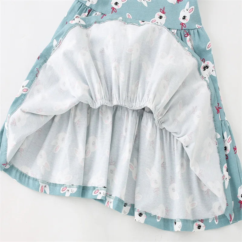 Jumping Meters 2-7T Summer Princess Girls Dresses Short Sleeve Animals Bunny Children's Clothing Hot Selling Toddler Kids Frocks Good Vibrations