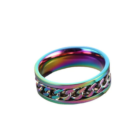 Titanium Steel Rotatable Chain Rings for Women Men Spinner Ring Decompression Multifunctional Chain Ring Bottle Opener Ring Gift Good Vibrations