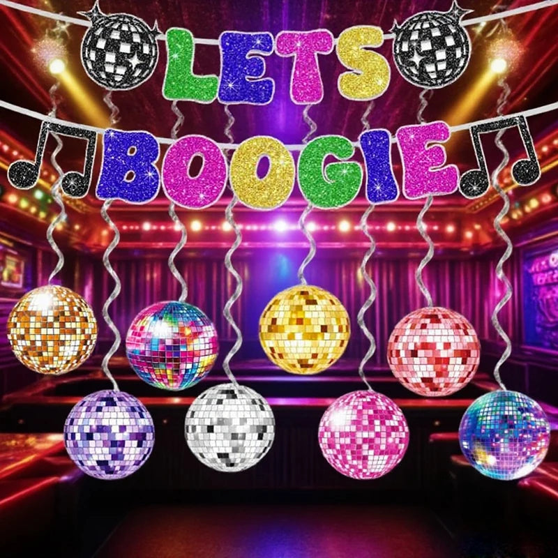 70s 80s Disco Balls Pendant Hanging Swirls Garland Disco Theme Paper Banner For Birthday Party Decoration Wedding Decor Supplies Good Vibrations