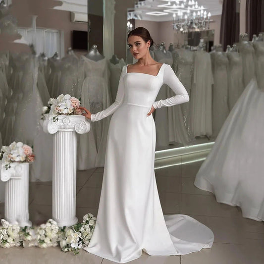 Elegant Mermaid Brides Wedding Dresses For Women Crepe Backless Bride Dress Customized Party Bridal Gown vestidos de novia Good Vibrations