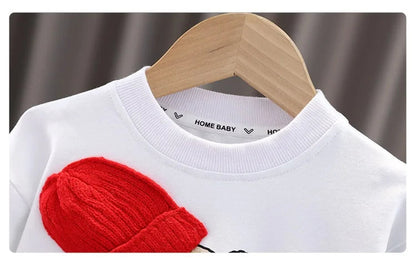 Baby Clothes 2025 New Children's Little Bear Long Sleeve Set Boys and Girls' Letter Sweater Pants Two Piece Set Simple Sportswea Good Vibrations