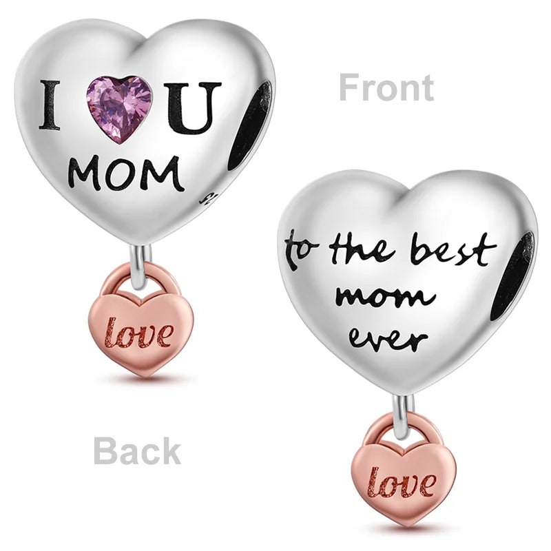 Heart Shape 925 Sterling Silver Family Lover Affection Pendant Charm Beads Fit Original Bangle Bracelet DIY Jewelry For Women Good Vibrations