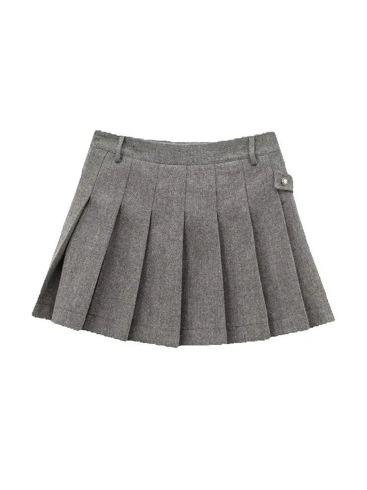 Women Wide Pleated Mini Skirt Sets For Women 2 Pieces Fashion Double Breasted Short Jacket Women 2 Pieces Women Outfit Good Vibrations