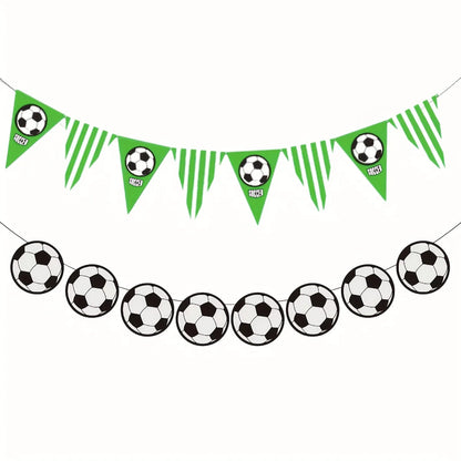 Soccer Party Banner Decorations 1 Set Paper Soccer Garland for Sports Theme Events Birthday Parties confetti Good Vibrations