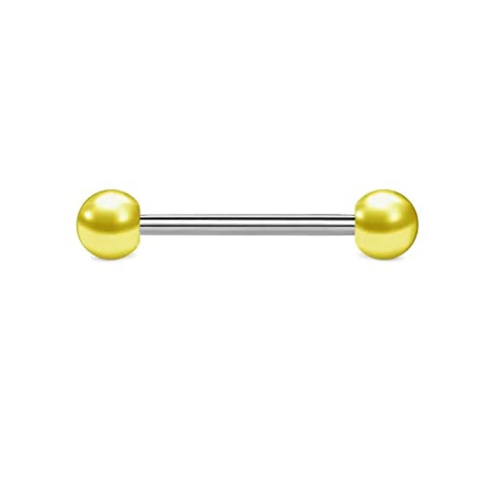 1PCS/4PCS Stainless Steel 14G Tongue Rings Barbell Glow Tongue Barbell Jewelry for Women piercing Tongue Piercing Yellow Good Vibrations