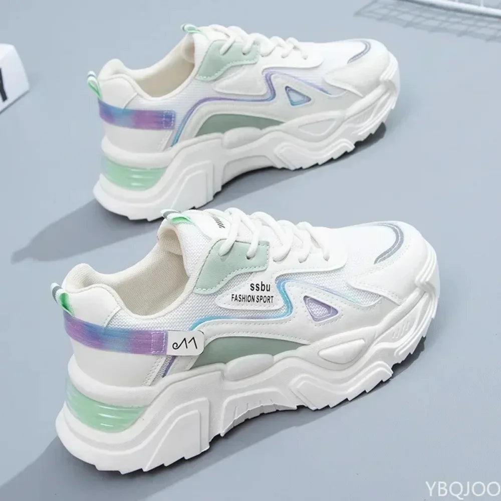 2023 Sneakers Women Platform Flat Shoes Woman Shoes Green Casual Trainers Ladies Chunky Sneakers Women Shoes Good Vibrations