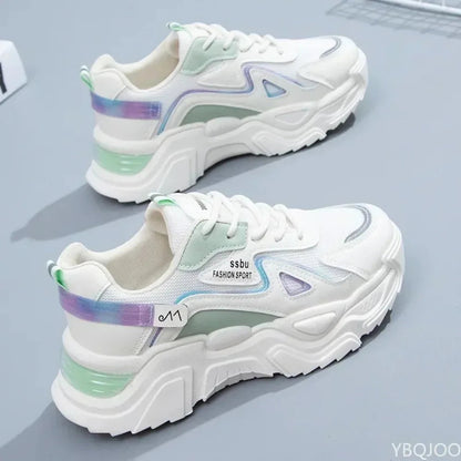 2023 Sneakers Women Platform Flat Shoes Woman Shoes Green Casual Trainers Ladies Chunky Sneakers Women Shoes Good Vibrations
