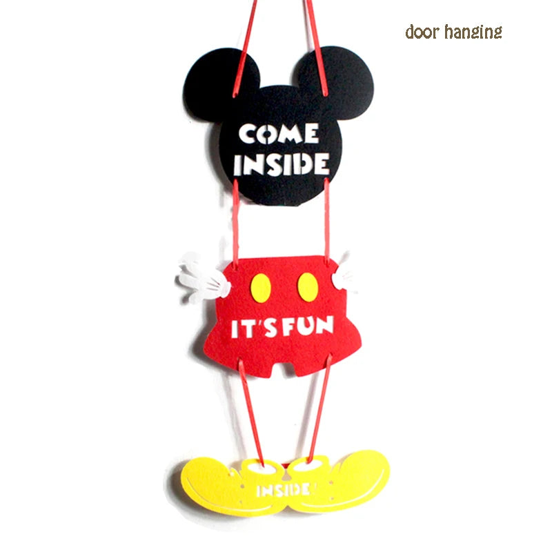 Mickey Mouse Theme Disposable Tableware Cups Plate Baby Children Birthday Party Supplies Boy Family Good Friend Party Decoration Good Vibrations