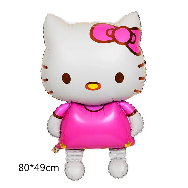 Hello Kitty Theme Girls Birthday Party Disposable Tableware Paper Cup Plate Balloon Kids Favors KT Balloon Party Decor Supplies Good Vibrations