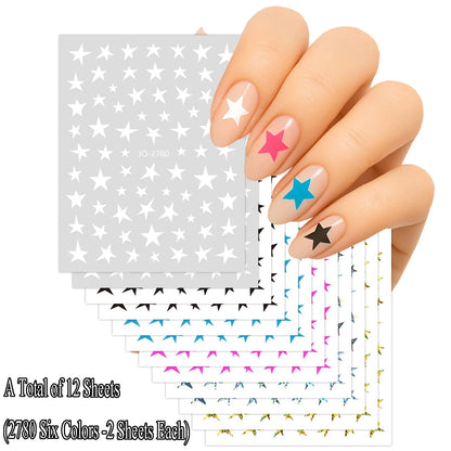 3/6/12 Sheets Star Nail Stickers Set – Neon Laser Color Self-Adhesive Decals DIY Gel Acrylic Nail Art Decoration Good Vibrations
