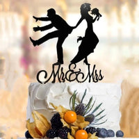 Bride and Groom Wedding Party Cake Topper Decoration Golden Acrylic Mrs & Mrs Engagement Party Cake Toppers Gift Baking Supplies Good Vibrations