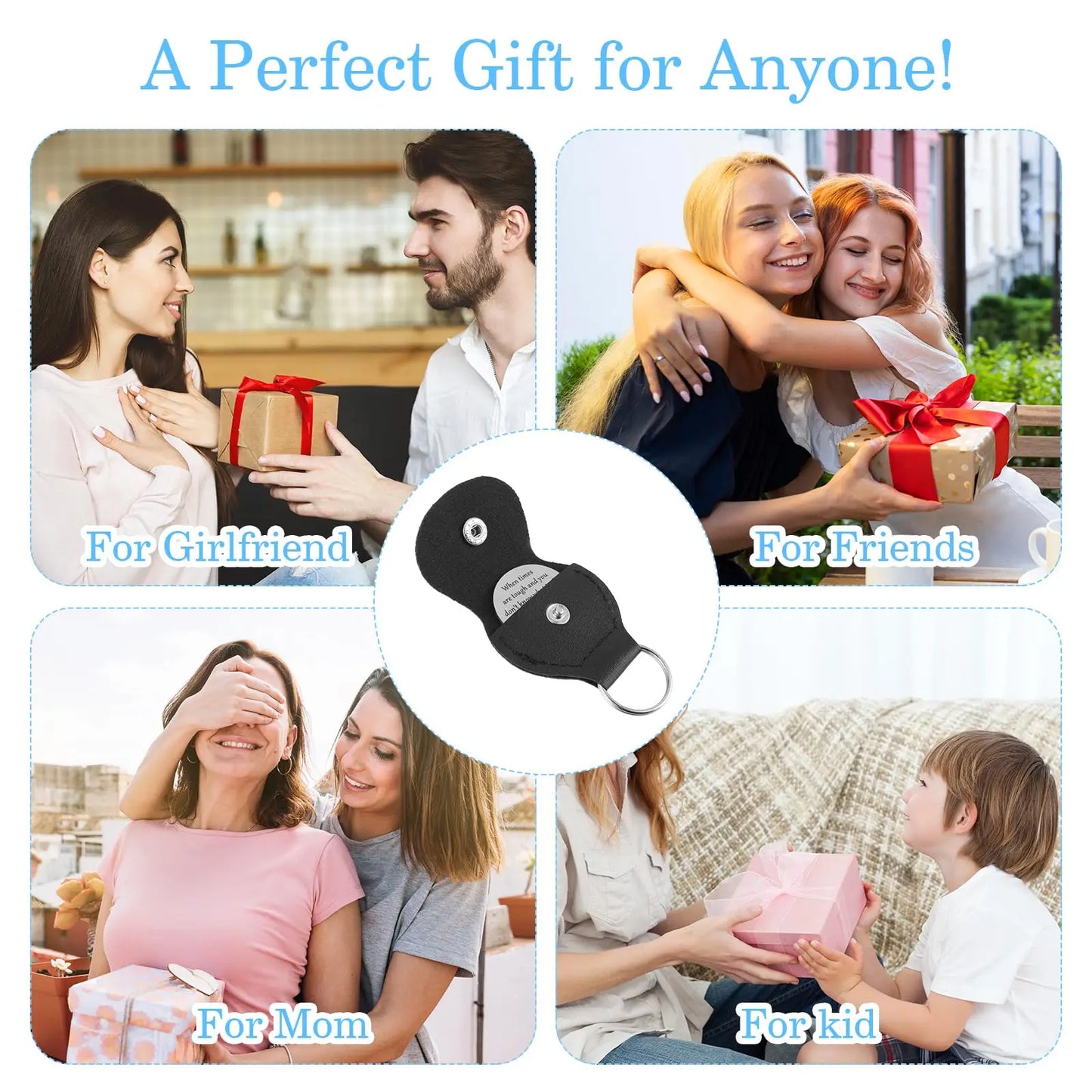 1pc Pocket Hug Keychain Pocket Hug Coin Holder Keychain Double Sided Coin Thoughtful Gifts PU Keychains for Long Distance Good Vibrations